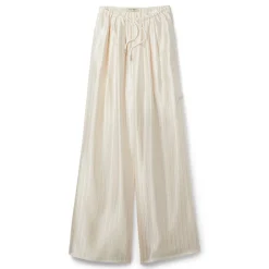 Honor The Gift B-Summer Womens Lose Satin Stripe Wide Leg