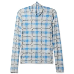 JW Anderson Plaid Underpinning Long Sleeve Mesh Top