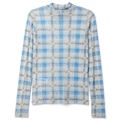 JW Anderson Plaid Underpinning Long Sleeve Mesh Top