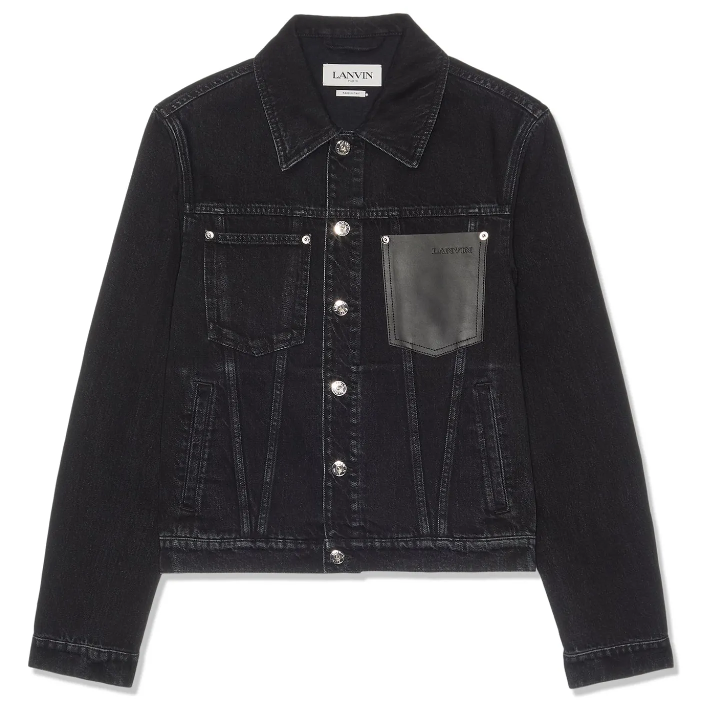 Lanvin Leather Detail Denim Jacket