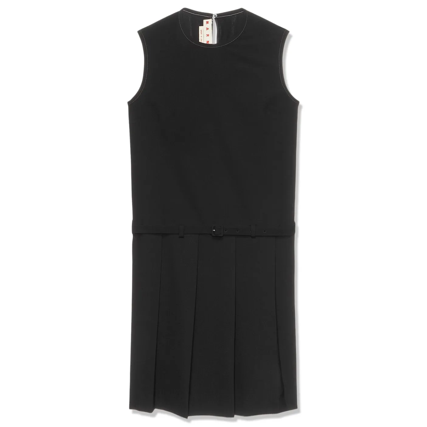 MARNI Belted Drop Waist Pleated Dress