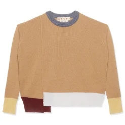 MARNI Brown Color-Block Cashmere Sweater