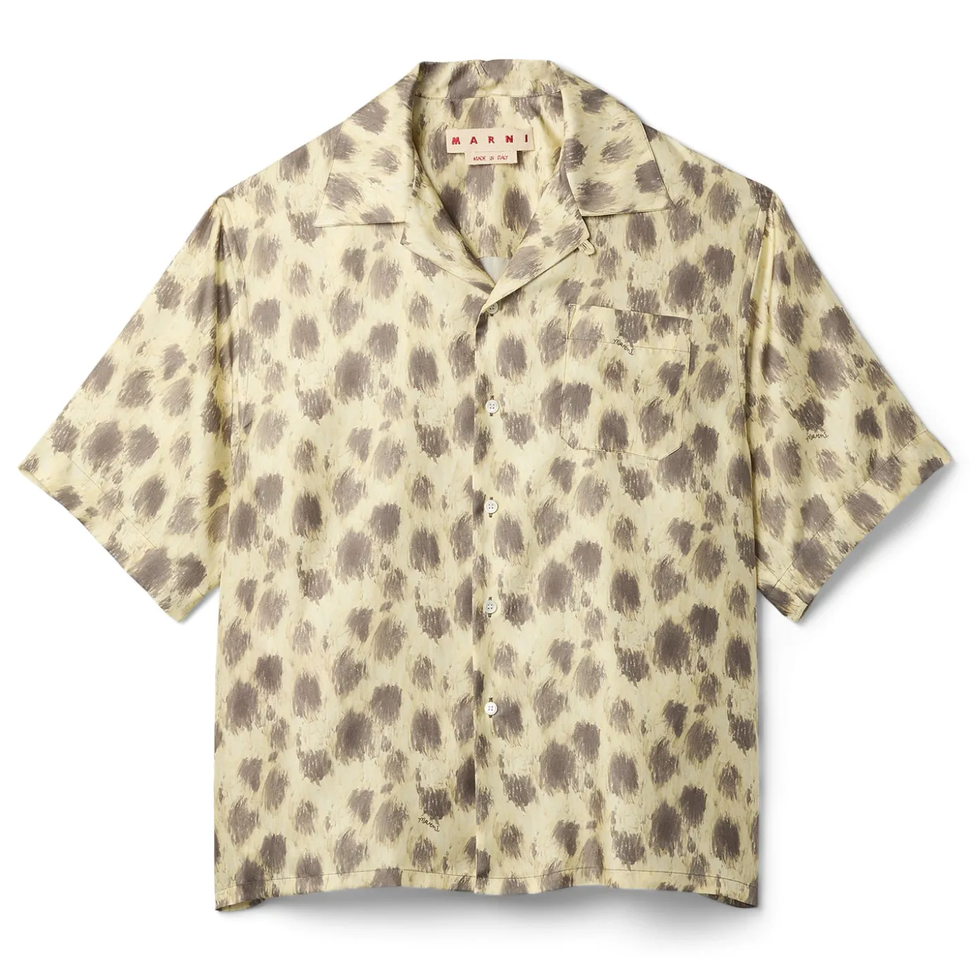 MARNI Crayon Leopard Silk Bowling Shirt