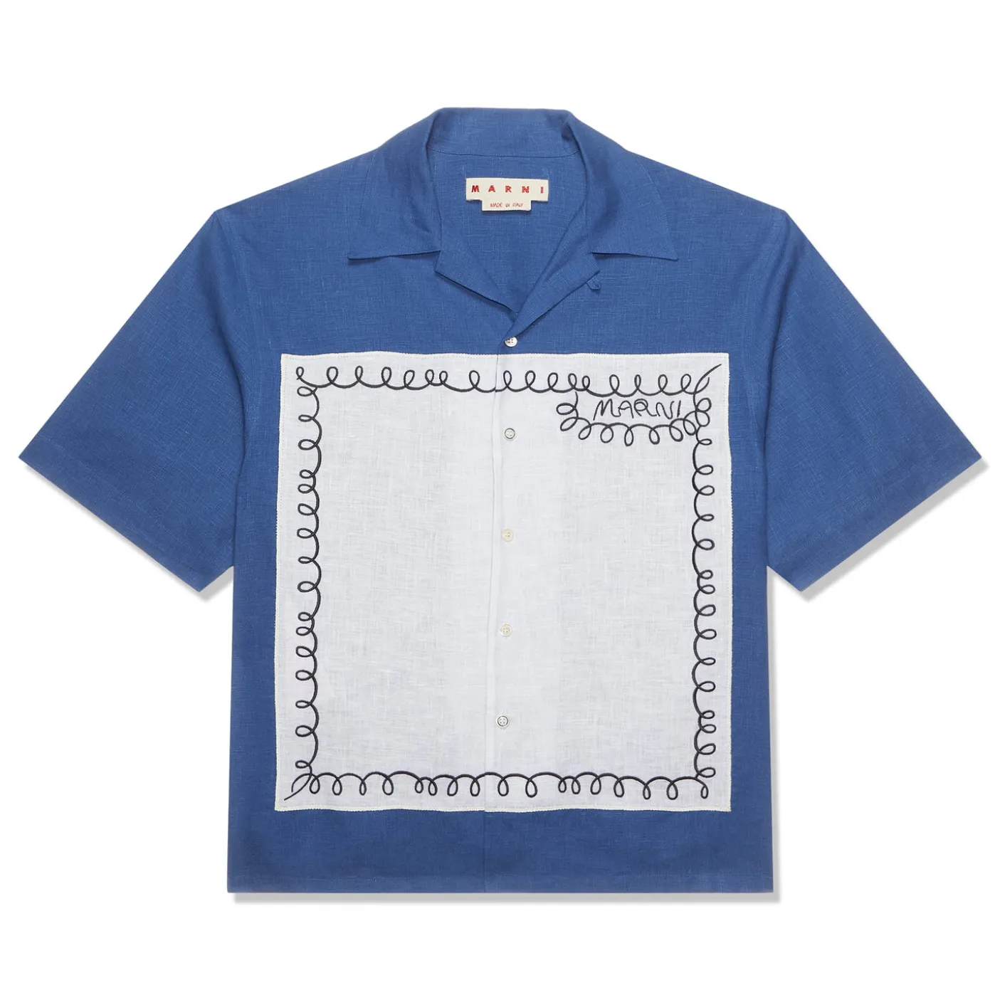 MARNI Graphic Print Organic Poplin Bowling Shirt