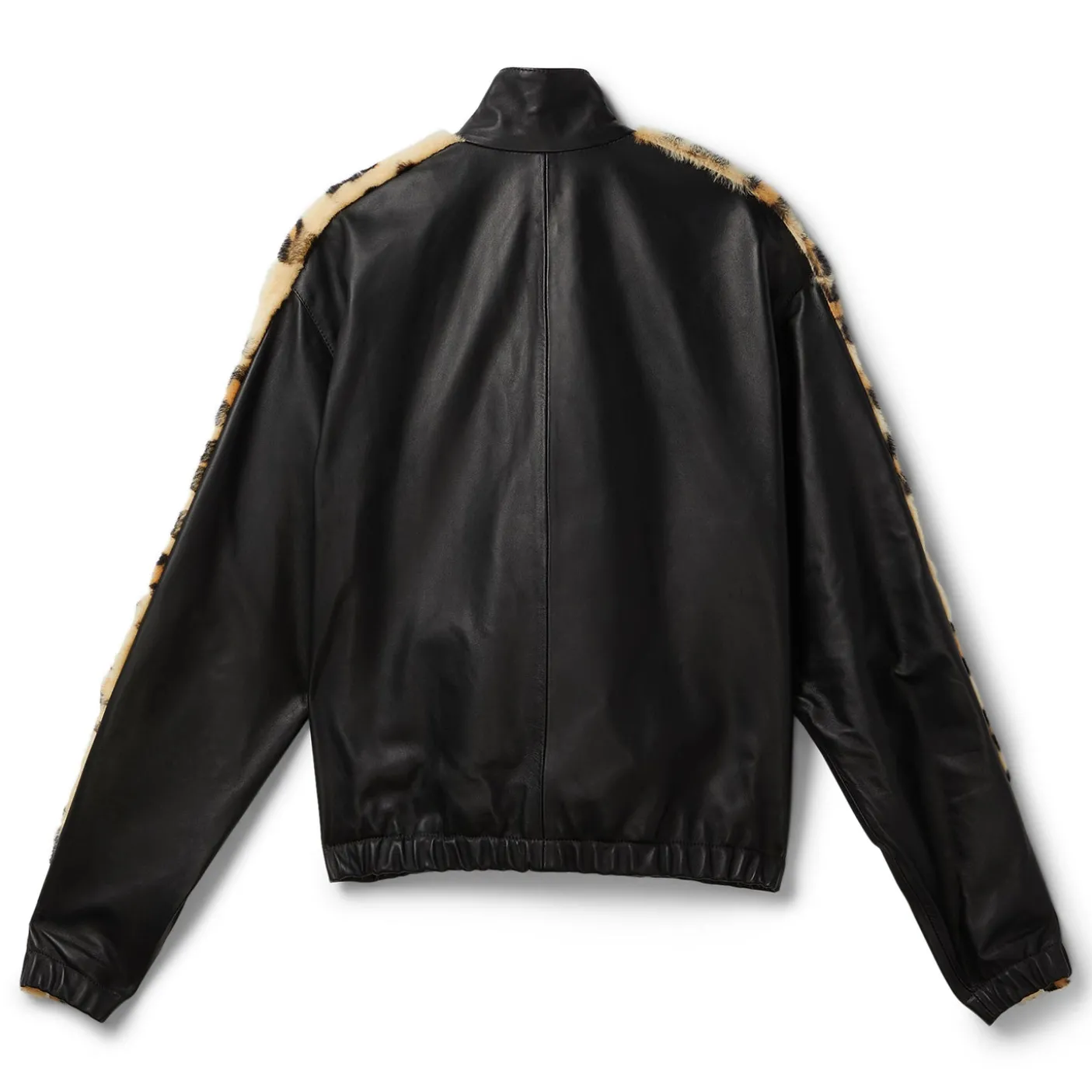 MARNI Leopard-Print Faux Fur-Trimmed Leather Jacket