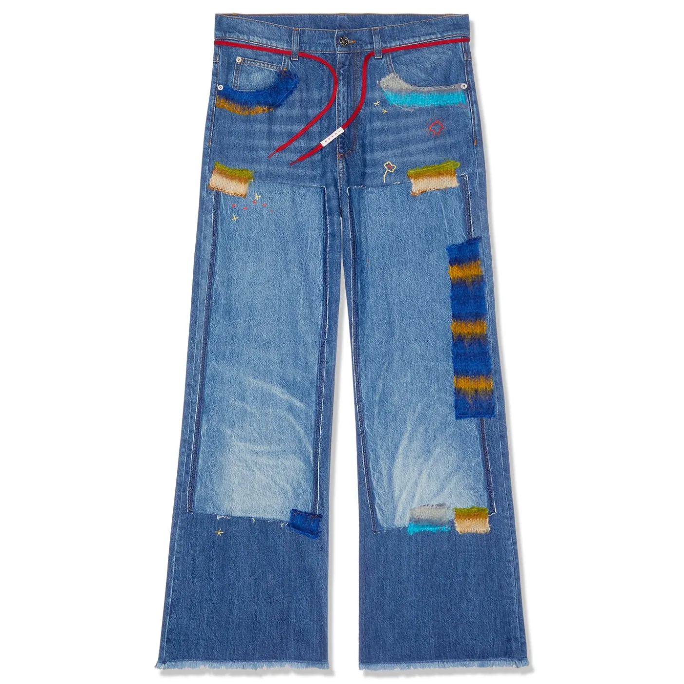MARNI Wide-Leg Jeans with Mohair Patches