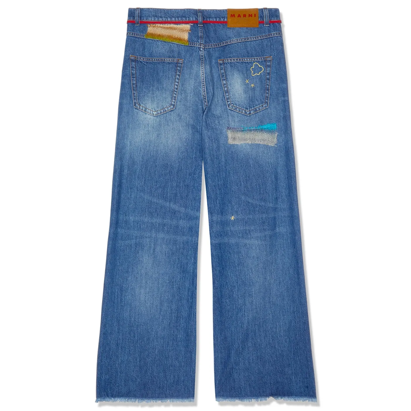 MARNI Wide-Leg Jeans with Mohair Patches