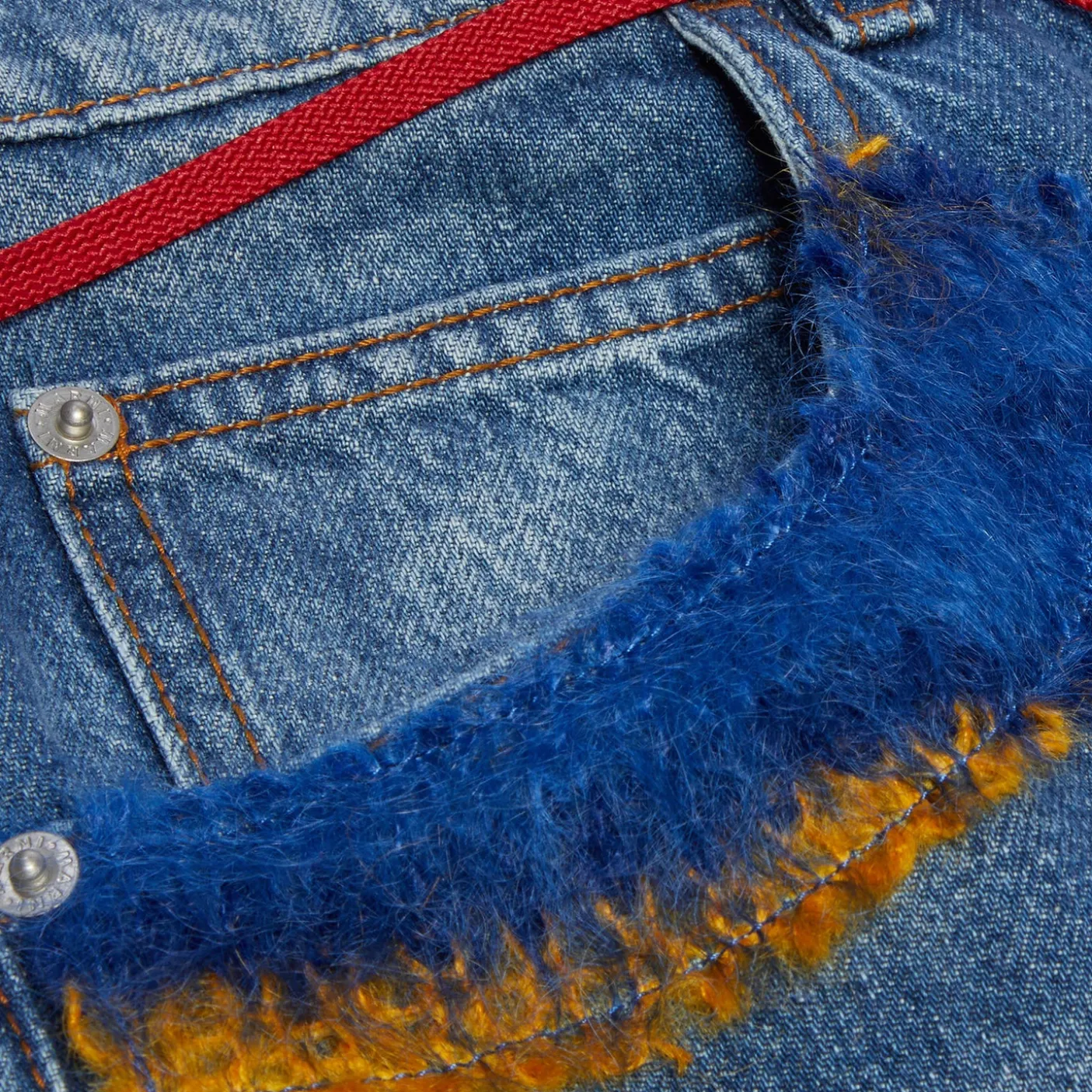 MARNI Wide-Leg Jeans with Mohair Patches