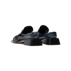 Miista Isla Navy Snake Loafer Mules