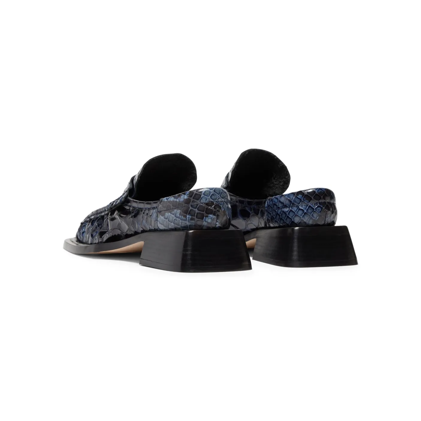 Miista Isla Navy Snake Loafer Mules
