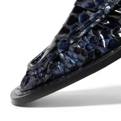 Miista Isla Navy Snake Loafer Mules