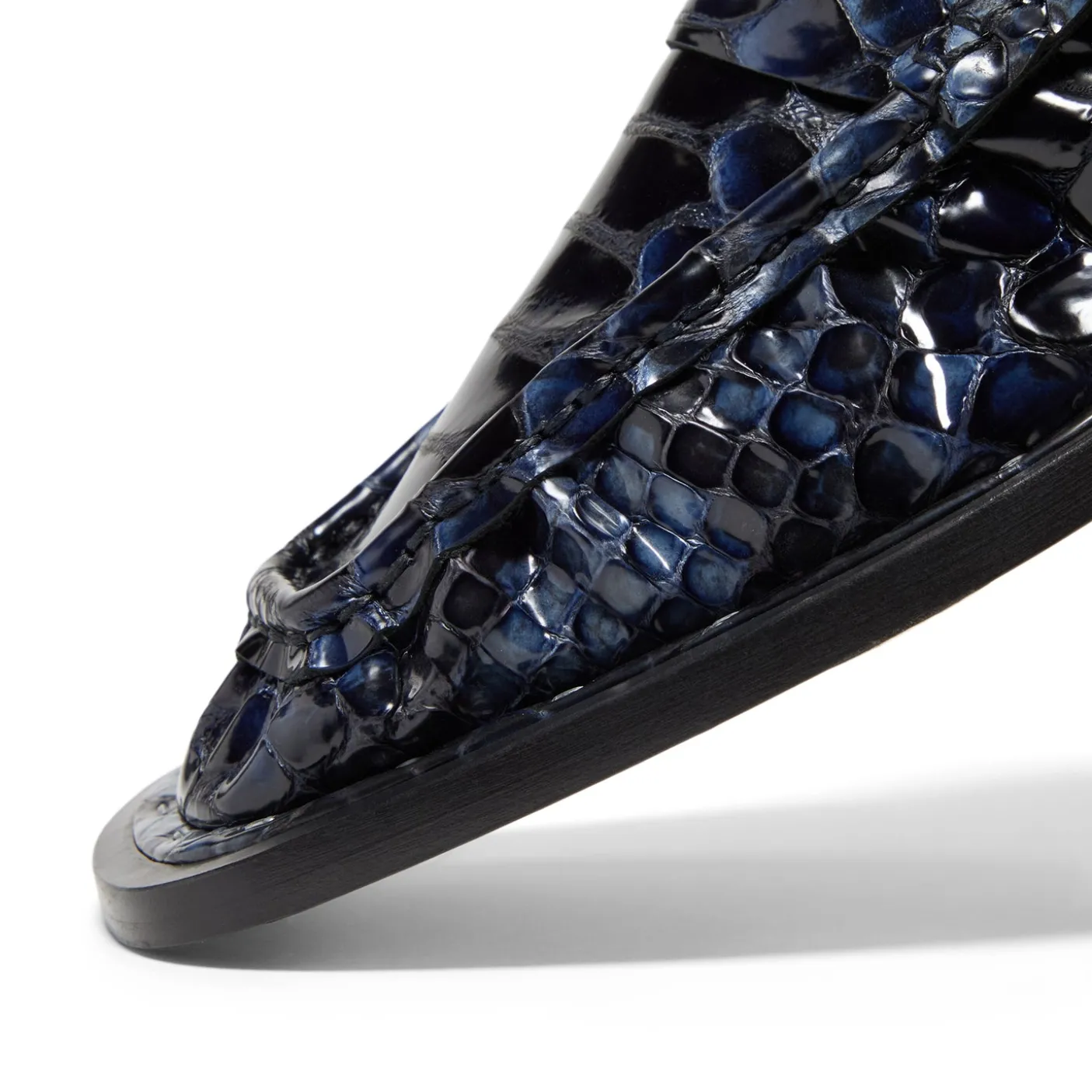 Miista Isla Navy Snake Loafer Mules
