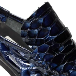 Miista Isla Navy Snake Loafer Mules