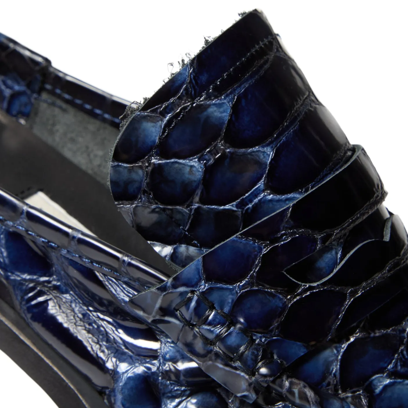 Miista Isla Navy Snake Loafer Mules