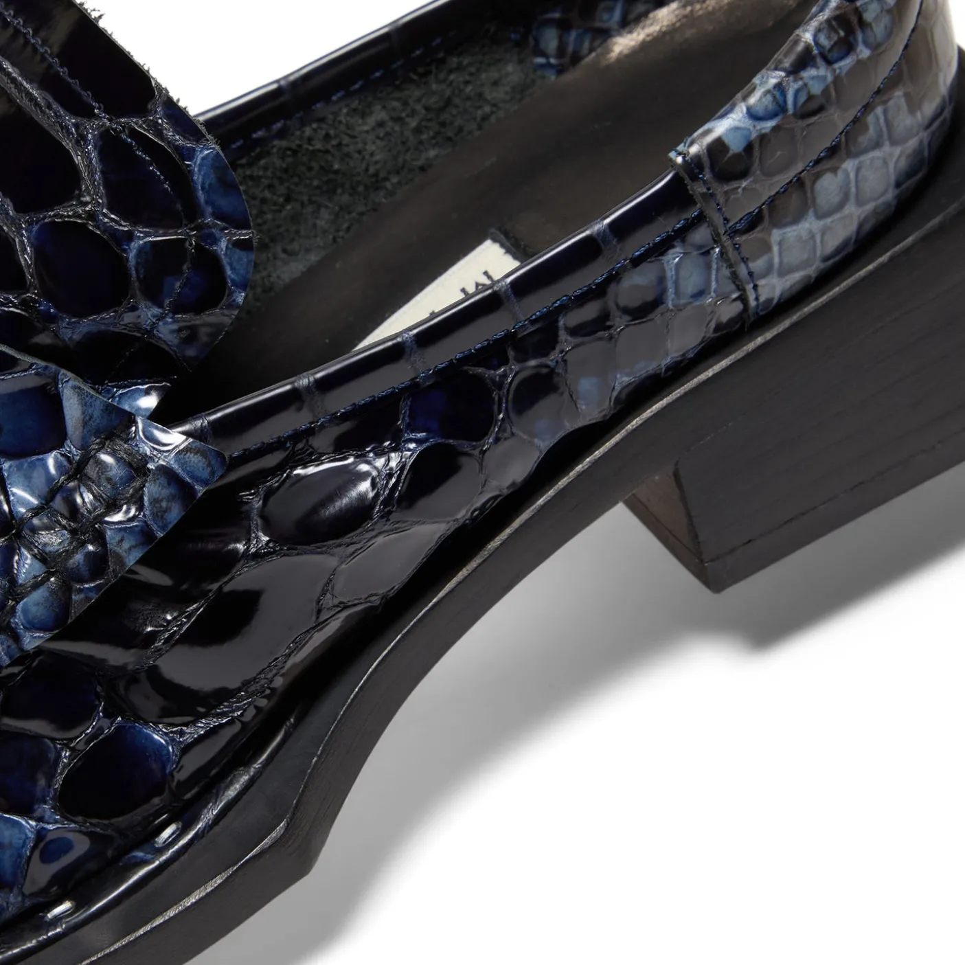 Miista Isla Navy Snake Loafer Mules