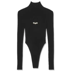 Moschino Jeans Stretch Viscose Bodysuit with Pearls