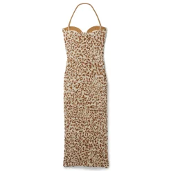 Nanushka Haylen Seersucker Cotton Midi Dress