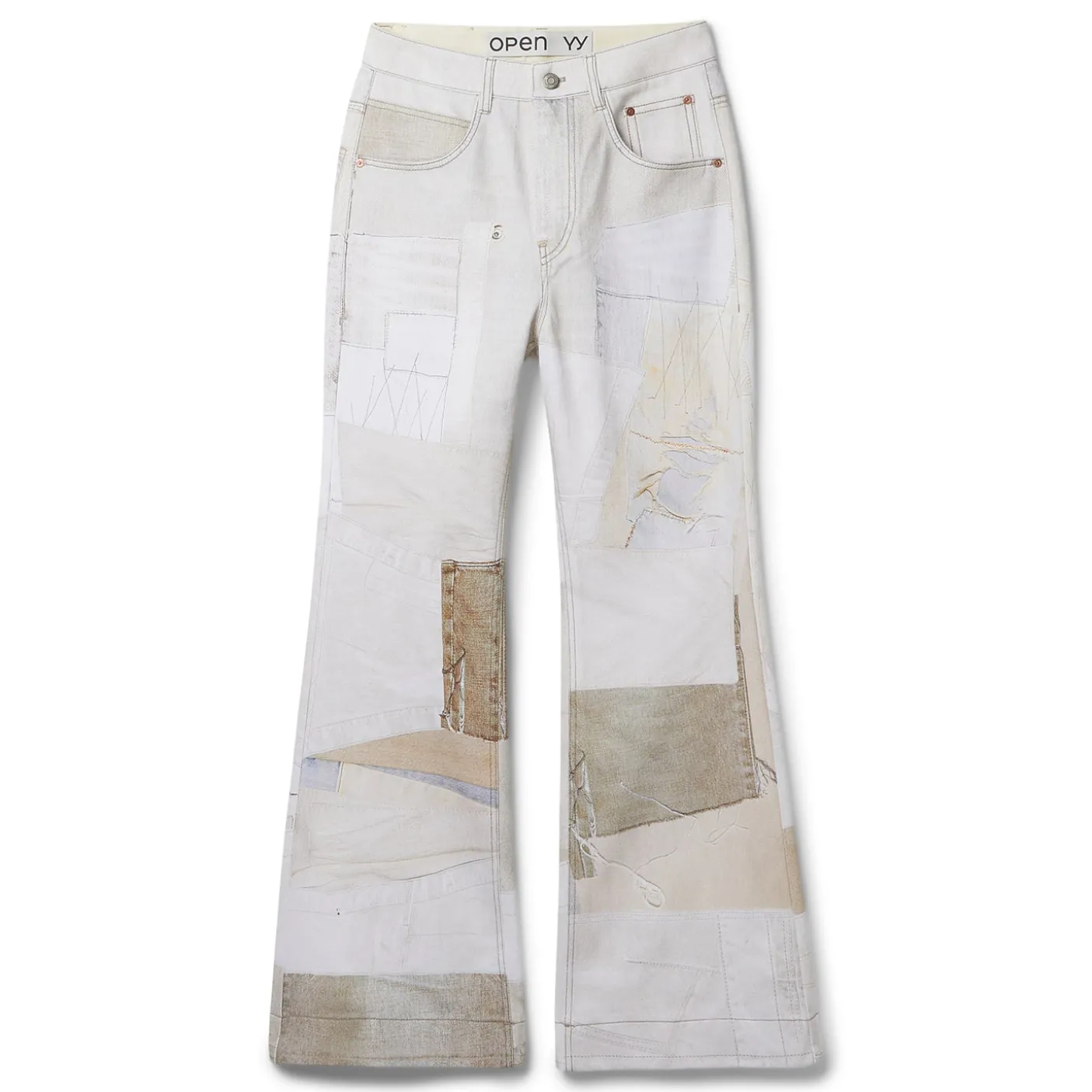 OPEN YY Patchwork Effect Loose Bootcut