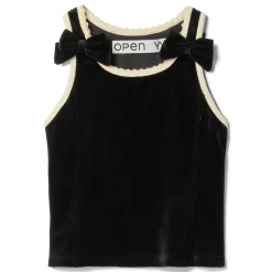 OPEN YY Velvet Picot Ribbon Top