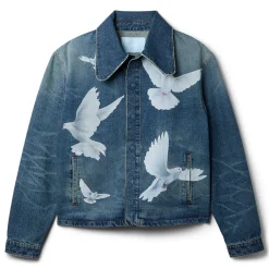 3.Paradis Freedom Doves Printed Denim Jacket