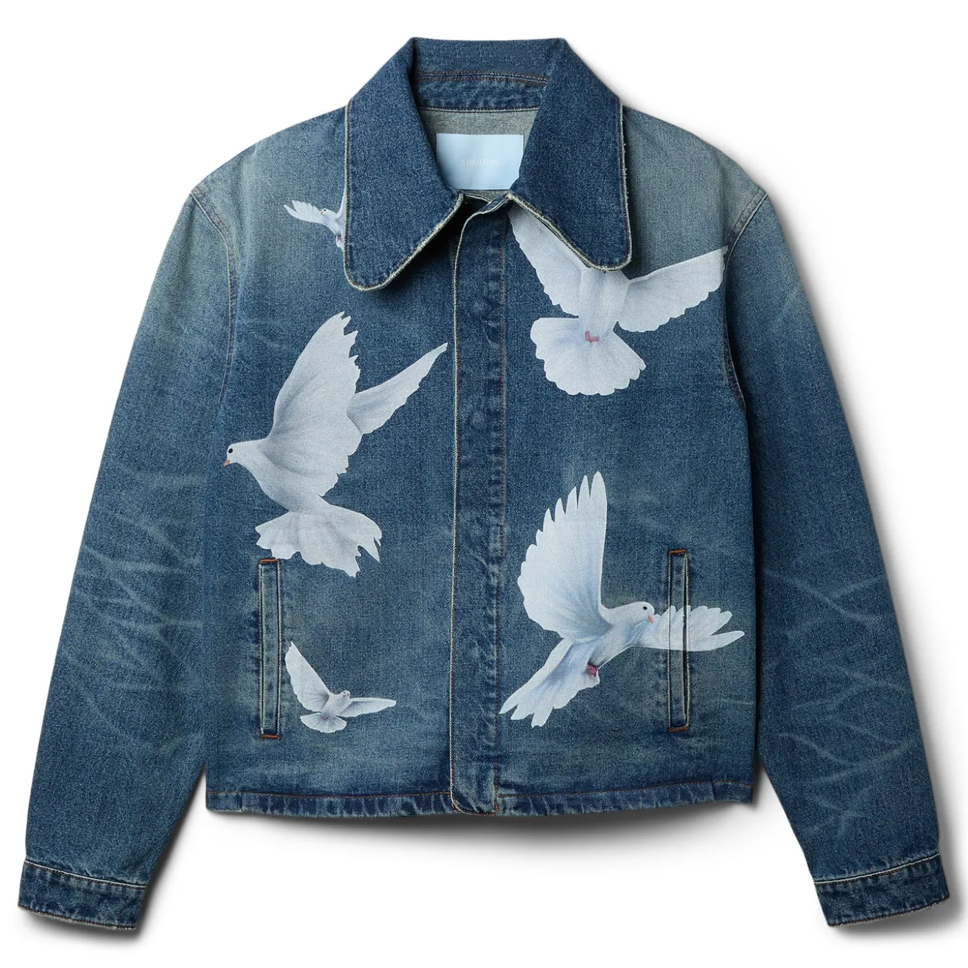 3.Paradis Freedom Doves Printed Denim Jacket
