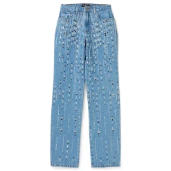 PatBO Hand-Beaded Straight Leg Jeans
