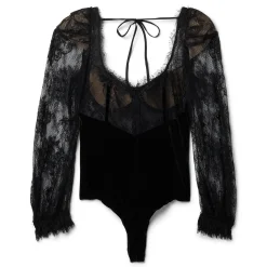 PatBO Lace and Velvet Bodysuit