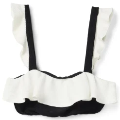 PatBO Merian Knit Flutter Color Block Bikini Top