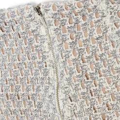 PatBO Metallic Macramé Pencil Skirt
