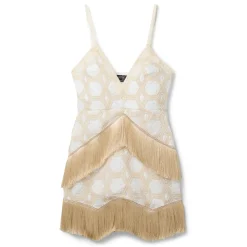 PatBO Natural Crochet Plunge Mini Dress