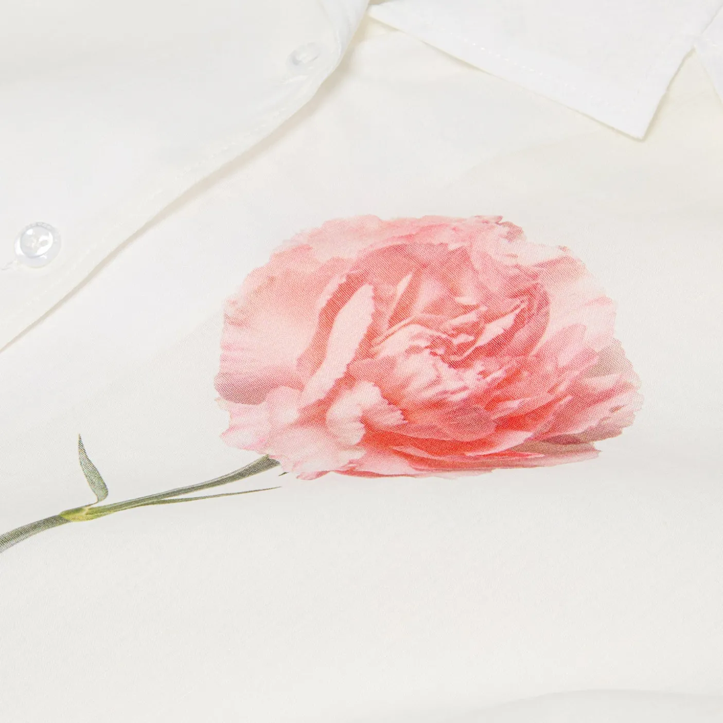 Simone Rocha Carnation Print Sailor Collar Puff Sleeve Shirt