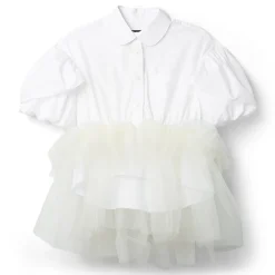 Simone Rocha Cropped Petal Sleeve Ballet Tutu Hem Shirt