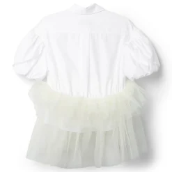 Simone Rocha Cropped Petal Sleeve Ballet Tutu Hem Shirt