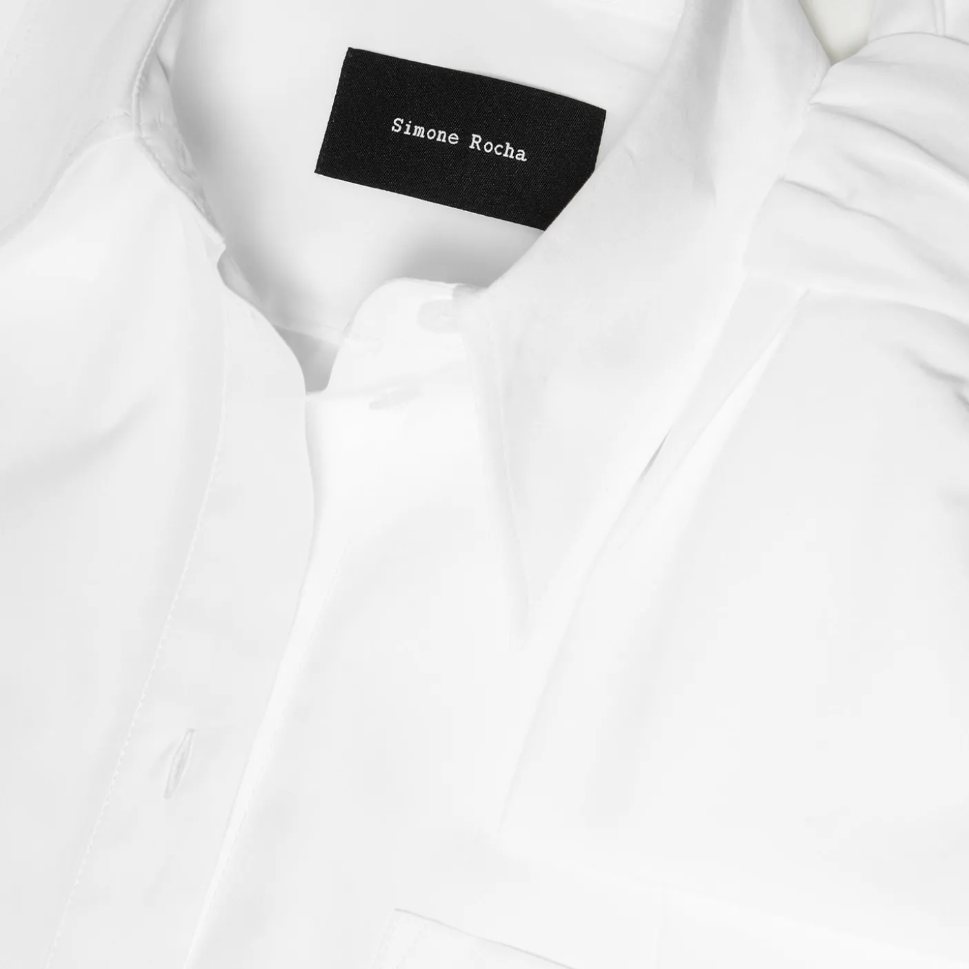 Simone Rocha Long Shoulder Bow Masculine Button Placket Shirt